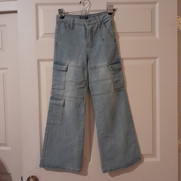 light blue wide leg jeans - Picture 1 of 2